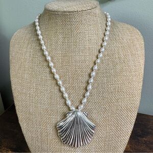 Brighton SEASCAPE Necklace Seashell Pendant Freshwater Pearl 20 Inch